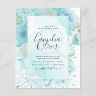 LeahG INK Zee Glas Turkoois Aqua Abstract UITNODIG Flyer