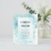 LeahG INK Zee Glas Turquoise Aqua Abstract UITNODI (Staand voorkant)