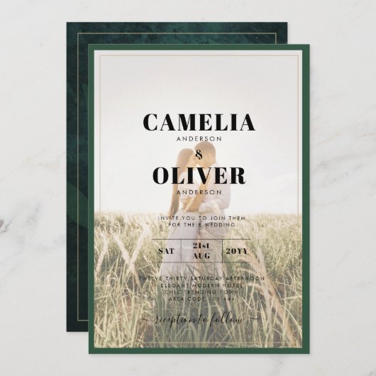 LeahG Invitation de mariage avec superposition de (Devant / Derrière)