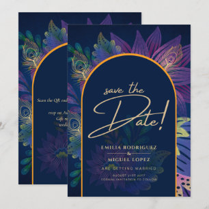 LeahG Invitation de mariage Navy Violet Or TONS DE