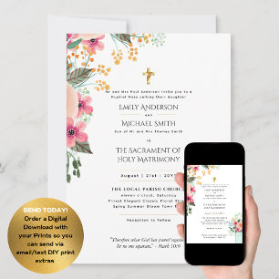 LeahG Katholieke Nuptial Mis Wildbloemen Bloemen Kaart