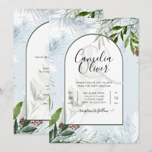 LeahG Mariage d'hiver Aqua Bleu Vert INVITATION