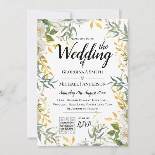 LeahG Mariage or QR CODE RSVP INVITATION (Devant)