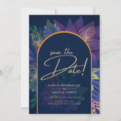 LeahG Marine et Violet Or JEWEL TONES Faire-Part d (Devant)