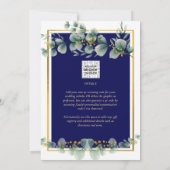 LeahG NAVY BLAUW GOUD Groene planten Eucalyptus Tr Kaart (Achterkant)