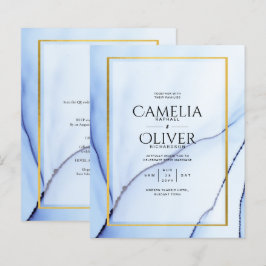 LeahG Navy Blauwe Gouden INK Abstracte Trouw UITNO