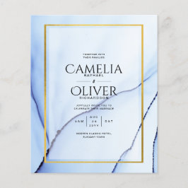 LeahG Navy Blue Gold INK Abstract Wedding INVITE Flyer