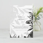 LeahG noir blanc Rose Mariage INVITATION budgétair (Debout devant)