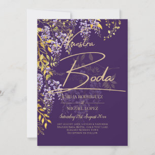 LeahG Paars Goud WISTERIA Bloemachtige Trouw UITNO Kaart