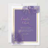 LeahG PAARSE GOLD Wedding Lavender ALCOHOL INK Kaart (Voorkant)