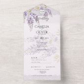 LeahG Paarse WISTERIA Kant Bloemige Trouw UITNODIG All In One Uitnodiging (Binnen)