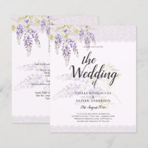 LeahG Paarse WISTERIA Lace Floral Wedding INVITE