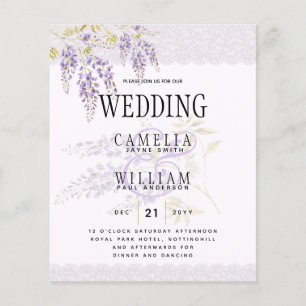 LeahG Paarse WISTERIA Lace Floral Wedding INVITE Flyer
