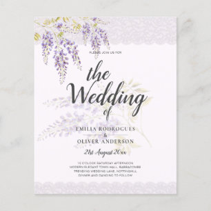 LeahG Paarse WISTERIA Lace Floral Wedding INVITE Flyer