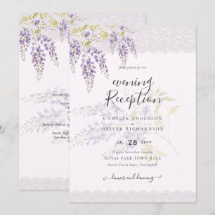 LeahG Paarse WISTERIA Lace Floral Wedding INVITE Kaart
