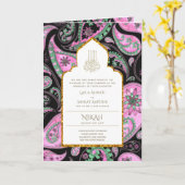 LeahG Paisley  islamitisch moslim bruiloft uitnodi Kaart (Gele Bloem)