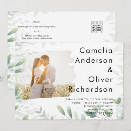 LeahG Photo Overlay GREENERY Wedding Invite Kaart