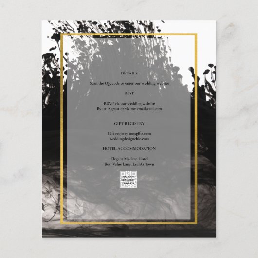 LeahG PHOTO Trouw Uitnodiging Zwart Goud INK (Achterkant)