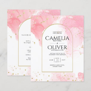 LeahG PINK GOLD INK Abstract Wedding INVITE