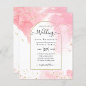 LeahG PINK GOLD INK Abstract Wedding INVITE (Voorkant / Achterkant)
