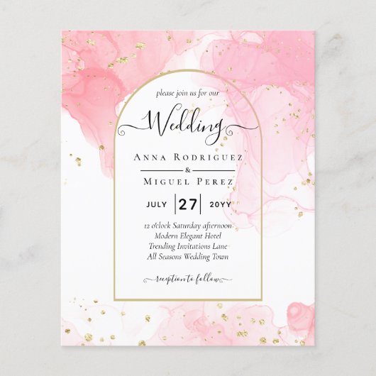 LeahG PINK GOLD INK Abstract Wedding INVITE (Voorkant)