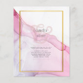 LeahG PINK Paarse Ink Abstract Wedding INVITE (Voorkant)