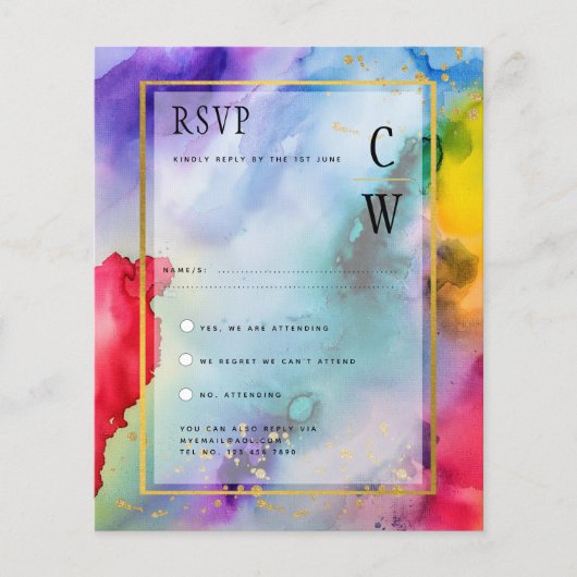 LeahG Regenboog Pride Alcohol Ink Trouw RSVPg (Voorkant)