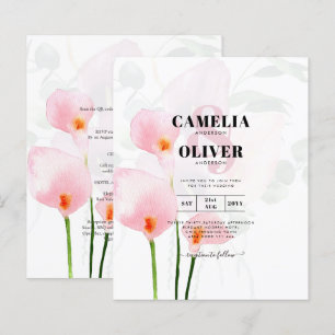 LeahG Roze Calla Lelie Bloemen Bruiloft Uitnodigin
