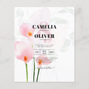 LeahG Roze Calla Lelie Bloemen Bruiloft Uitnodigin Flyer
