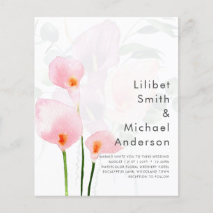 LeahG Roze Calla Lelie Bloemen Bruiloft Uitnodigin Flyer