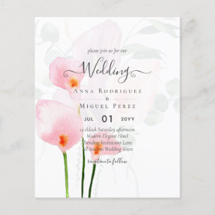 LeahG Roze Calla Lily Bloemen Bruiloft Invite alli Flyer