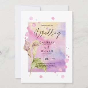 LeahG Roze Calla Lily Bloemen Bruiloft Uitnodiging