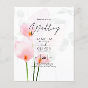LeahG Roze Calla Lily Floral Wedding Invite allin1 Flyer