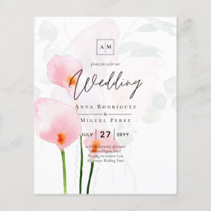 LeahG Roze Calla Lily Floral Wedding Invite allin1 Flyer