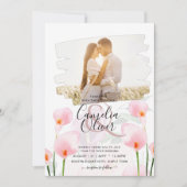 LeahG Roze Calla Lily PHOTO Overlay Wedding Invite Kaart (Voorkant)