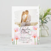 LeahG Roze Calla Lily PHOTO Overlay Wedding Invite Kaart (Staand voorkant)