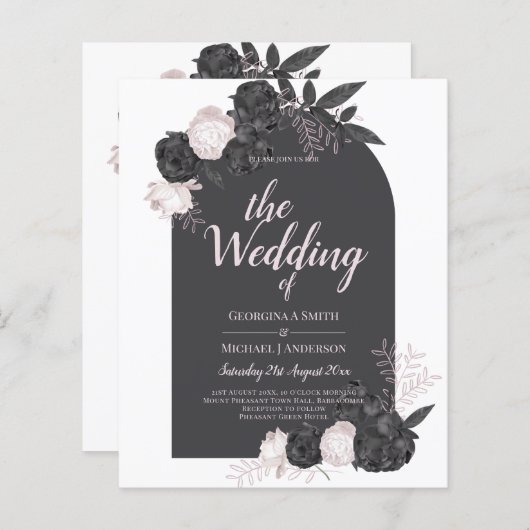 LeahG Roze Rozen Moderne Herfst Winter Bruiloft (Voorkant / Achterkant)