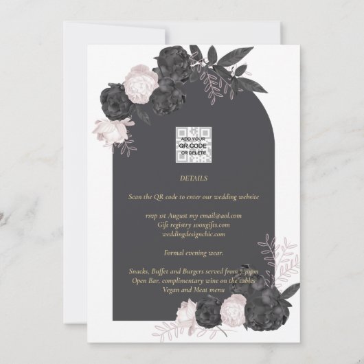 LeahG Roze Rozen Moderne Herfst Winter Bruiloft Kaart (Achterkant)