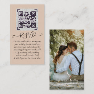 LeahG RSVP QR Code PHOTO Details Wedding Kaart