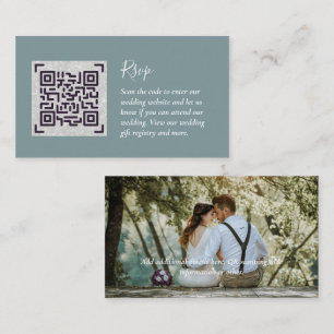 LeahG RSVP QR Code PHOTO Details Wedding Kaart