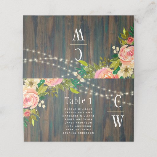 LeahG Rustic Hout Perzik Koraal Bloemige Trouwdag (Buitenkant ongevouwen)