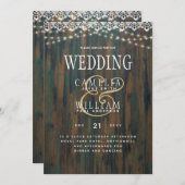 LeahG Rustic Houten Kant Lichten Trouw Uitnodiging (Voorkant / Achterkant)