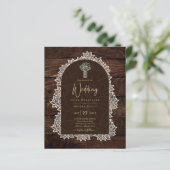 LeahG Rustic Lace Gypsophila Wood Wedding INVITE (Staand voorkant)