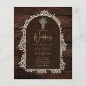 LeahG Rustic Lace Gypsophila Wood Wedding INVITE (Voorkant)