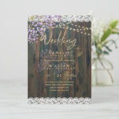 LeahG Rustic WISTERIA Lace Floral Wedding INVITE Kaart (Staand voorkant)