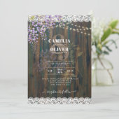 LeahG Rustic WISTERIA Lace Floral Wedding INVITE Kaart (Staand voorkant)