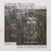 LeahG Rustic WISTERIA Lace Floral Wedding INVITE Kaart (Voorkant / Achterkant)