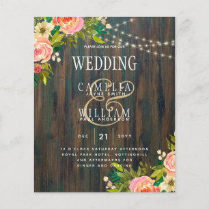 LeahG Rustic Wood Peach Koral Wedding Flyer
