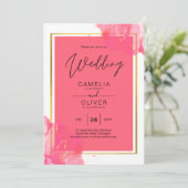 LeahG Salmon ROZE GOUD TROUWEN Alcohol Inkt Kaart (Staand voorkant)