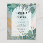 LeahG Seaglass Ink Blauwgroen Gold Greenery Weddin (Voorkant)